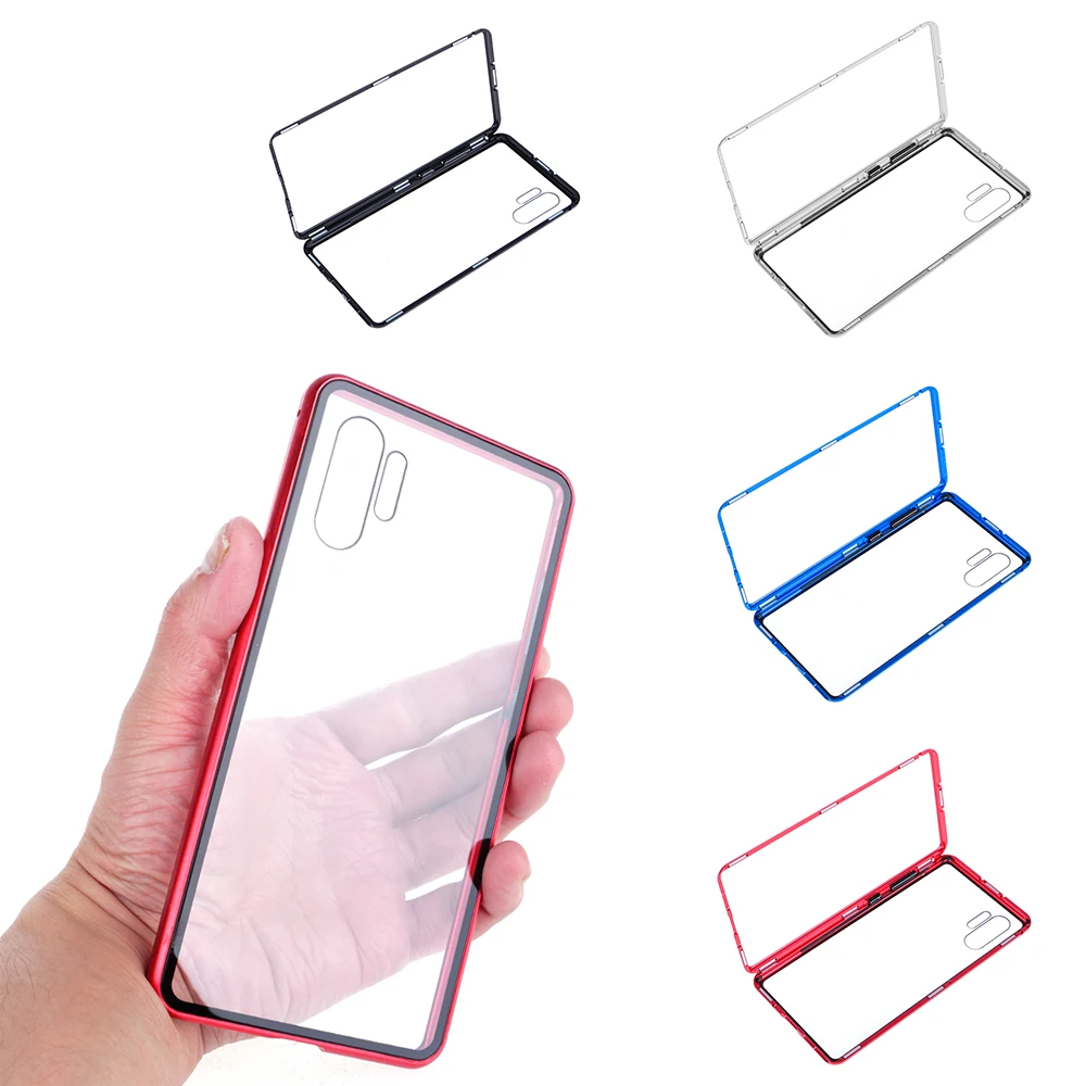 Для samsung Note 10 Pro Магнитный адсорбционный металлический чехол из закаленного стекла для сотовых телефонов прозрачный защитный чехол