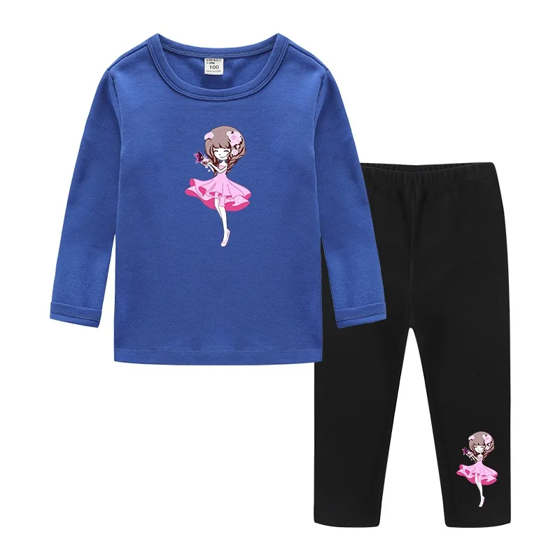 Новые пижамы для маленьких девочек, одежда для сна, детская одежда, хлопковые рождественские пижамы с длинными рукавами для девочек 2, 4, 6, От 8 до 11 лет - Цвет: Blue