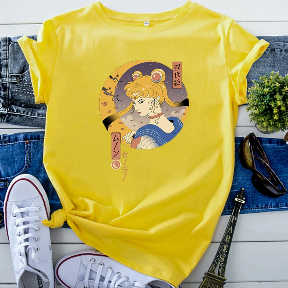 T-Shirt Cartoon Sailor Moon Japanese Cute Anime Printing Tshirts For Woman Fashion Funny Women T Shirts Punk Casual Short Sleeve