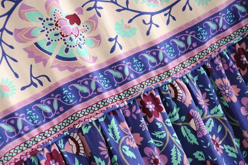 Винтажное шикарное женское Цветочное платье на шнуровке с кисточками пляжное длинное богемное женское платье-миди с v-образным вырезом из вискозного хлопка boho платье vestidos