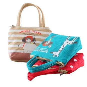 

LOVELY Girl Canvas Purse Handbag Key Mini Purse Pouch Canvas Bag Small Zipper Coin Purse Card Holder Wallet 4 Colors Available