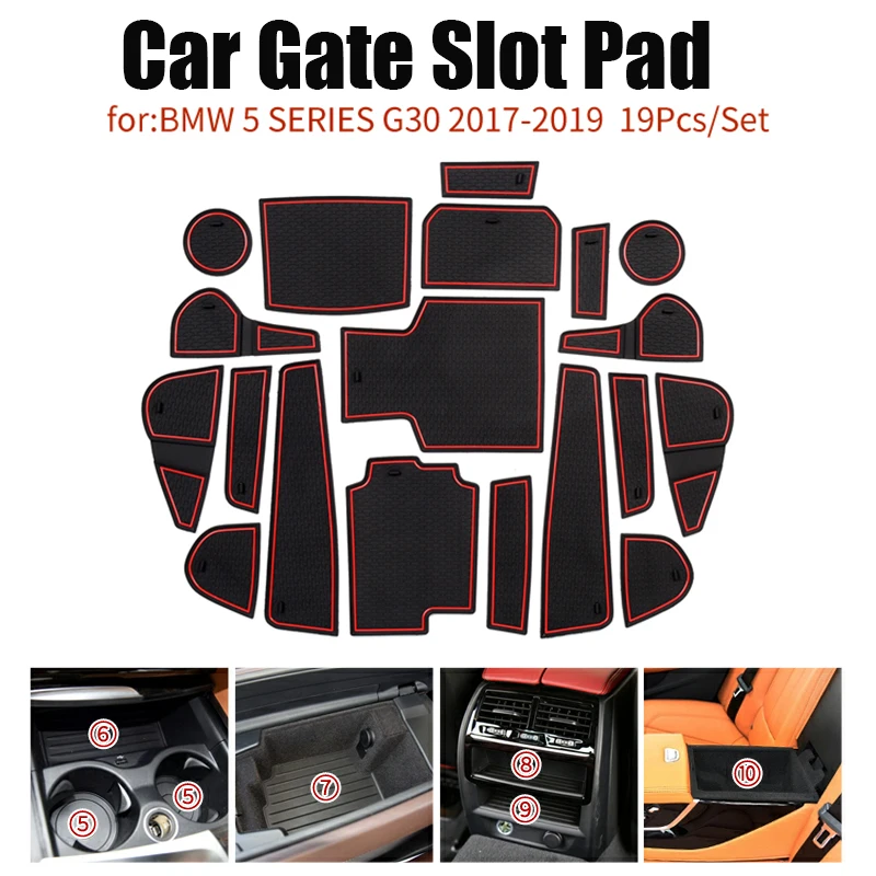 

19pcs Car Gate Slot Pad Non-slip Interior Door Pad Interior Decoration Door Groove Mat styling for BMW 5 SERIES G30 2017-2019