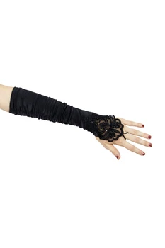 

Grace Fingerless Long Gathered and Beaded Gloves(black)