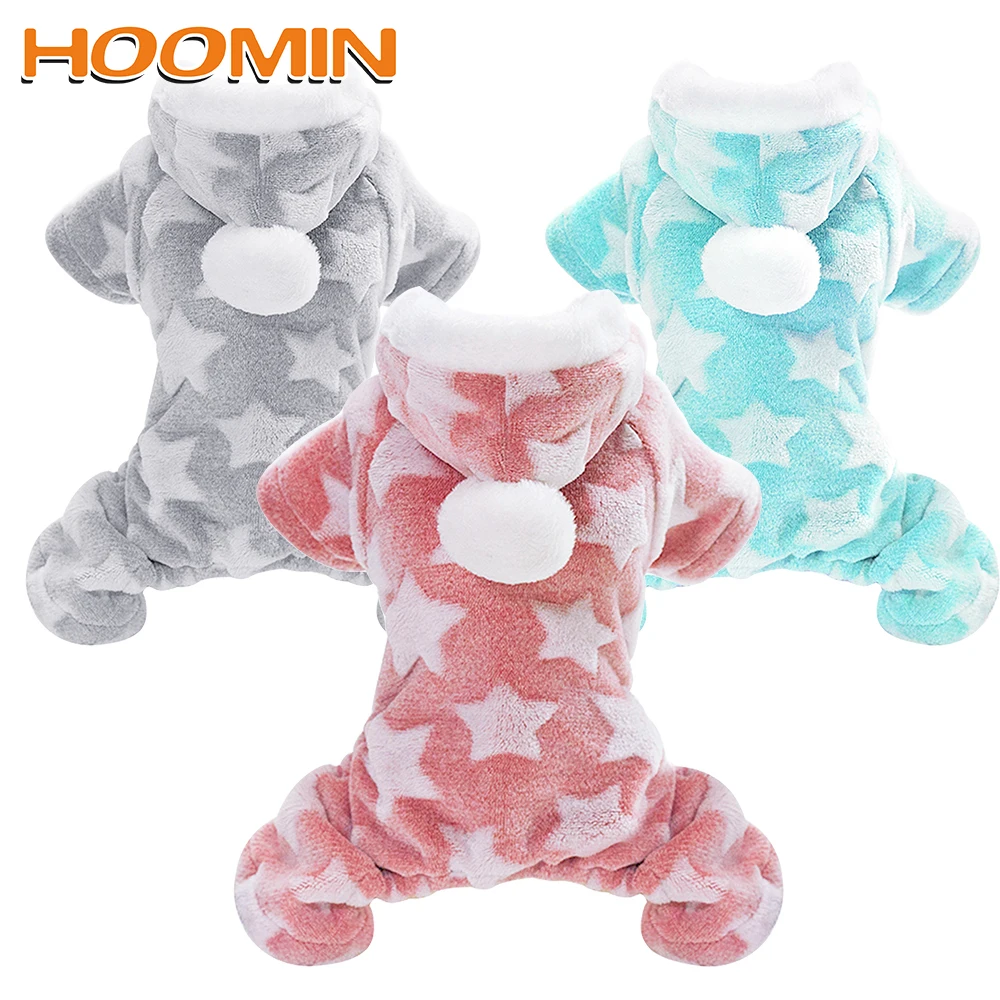 HOOMIN теплая одежда для домашних животных Коралловое флисовое зимнее пальто комбинезон мягкая Пижама с капюшоном флис Чихуахуа щенок одежда для отдыха