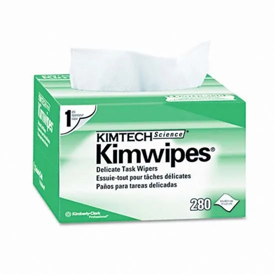 

Kimwipes 280 wipes/box, nearly lint free, soft and non-abrasive for fiber cleaning and fusion splice