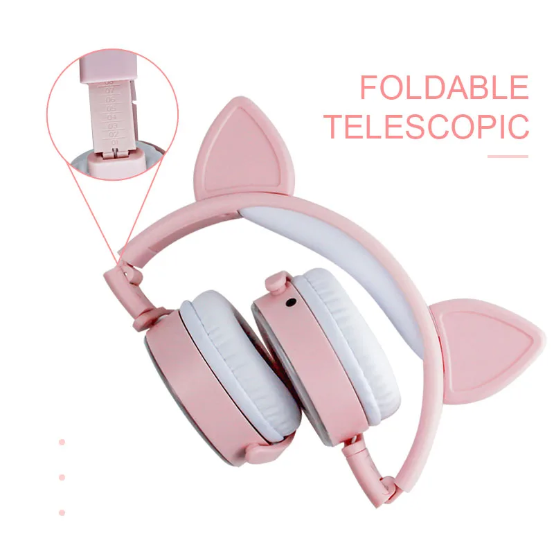 Cute Cat Ear Kids Headphone With Mic Cartoon Earphone Music Girl Helmet Gaming Headset Bling Glitter Cascos For Child Phone Gift