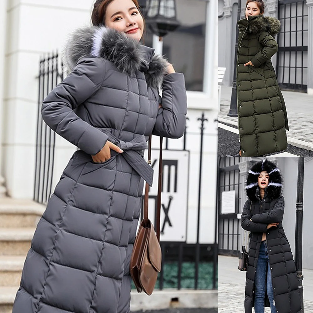 Women Thickening Down Jacket Hooded Long Sleeve Winter Casual Down Coat Snow Clothing Warm Cotton-p