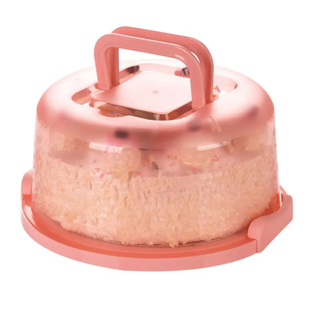 Cake Storage Box Plastic Handheld Kitchen Tool Birthday No Deformation Round Portable Sealing Bar Cupcake Container Wedding