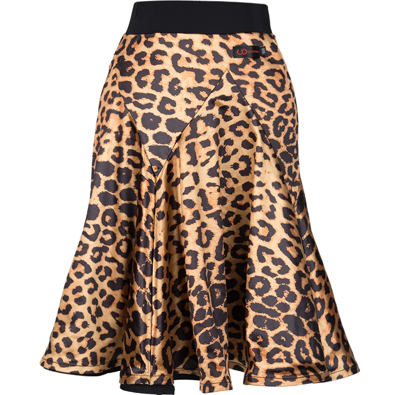 Black (Leopard) Юбка для латинских танцев, можно носить на обе стороны, новинка, юбка для танцев для взрослых, осенняя юбка с леопардовым принтом, юбка для выступлений, CostumeBI116 - Цвет: Black (Leopard)