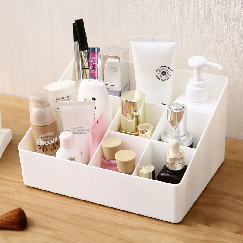  High quality strong solid color makeup storage organizer box container plastic grid lipstick perfum