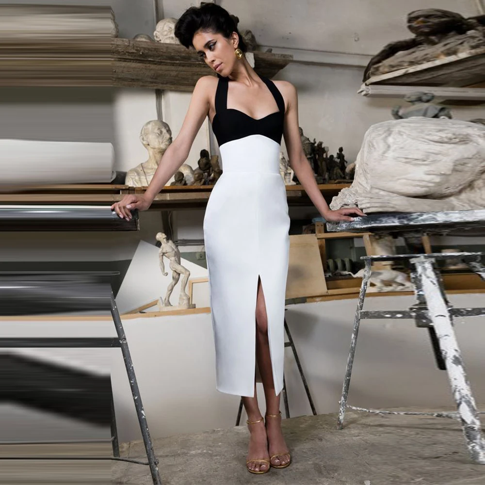 black and white bandage dress