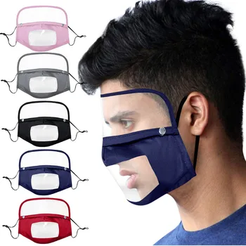 

5pcs Visible Mouth Face Cover Adult Washable Reusable Face Mask With Filter And Detachable Eye Shield Men Women Party Masks g3