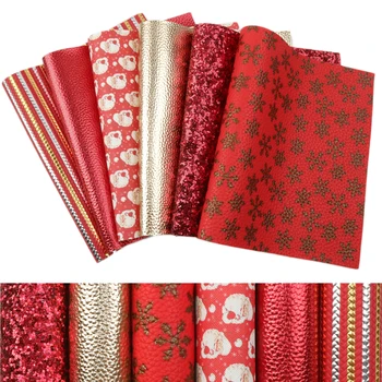 

David accessories 20*34cm 6pcs/set Christmas Synthetic Leather Set Faux Leather Sheets in Craft DIY Handmade Material,1Yc12319
