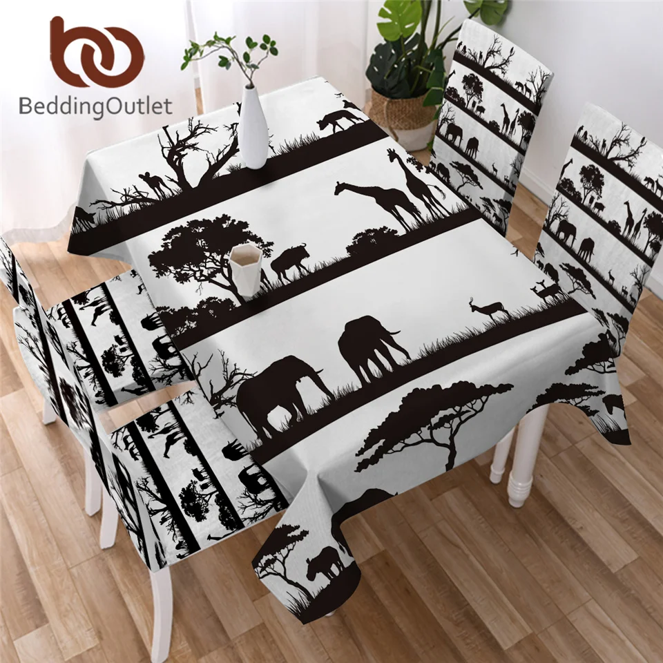 BeddingOutletElephantDiningTableClothAfricanAnimalRectangle