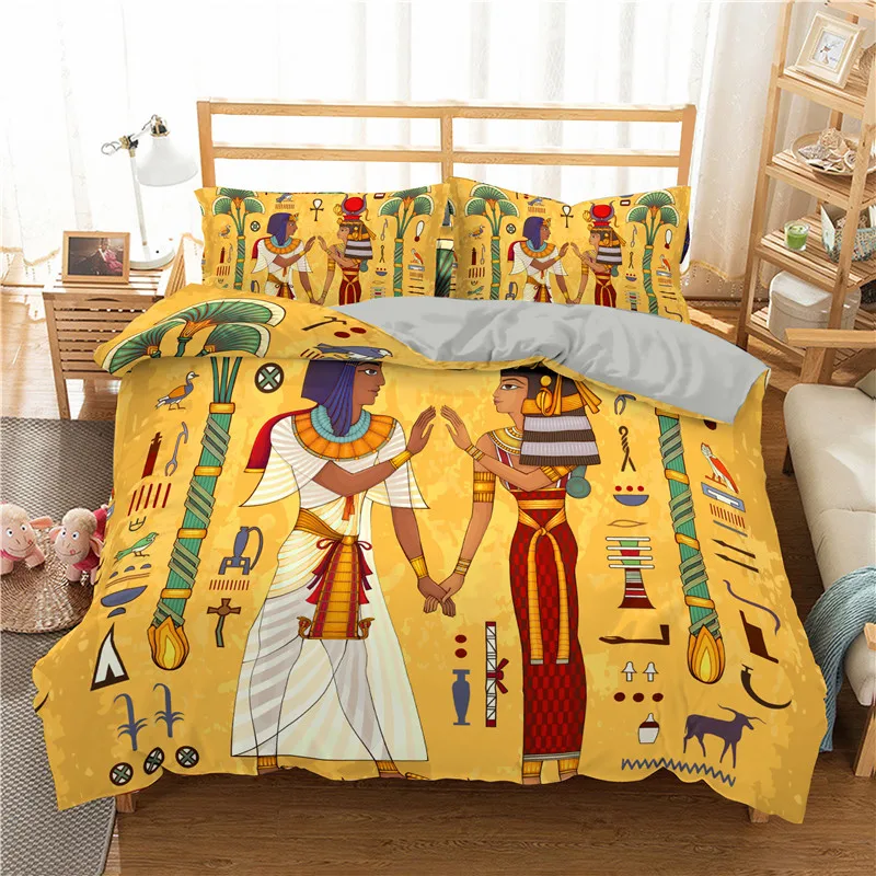 Fashion Egyptian Pattern Bedding Set Ancient Egypt Civilization Duvet
