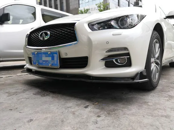 3 шт. передний бампер спойлер подбородок губы для Infiniti Q50 базовый режим только анти-столкновения автомобиля внешние части блеск черный бампер