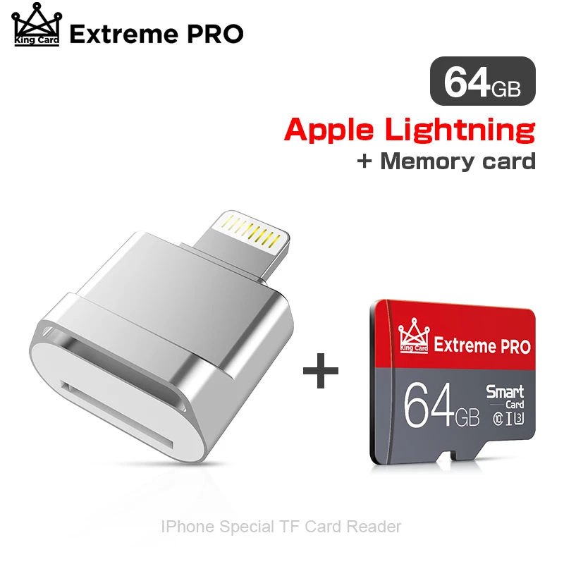 128gb sd TF Card Reader Plug&Play Lightning to Mini SD Adapter No Need Driver For iPhone 6/6s/6Plus/7/7Plus/8/X Usb/Otg/Lightning 2 in 1 memory cards Memory Cards