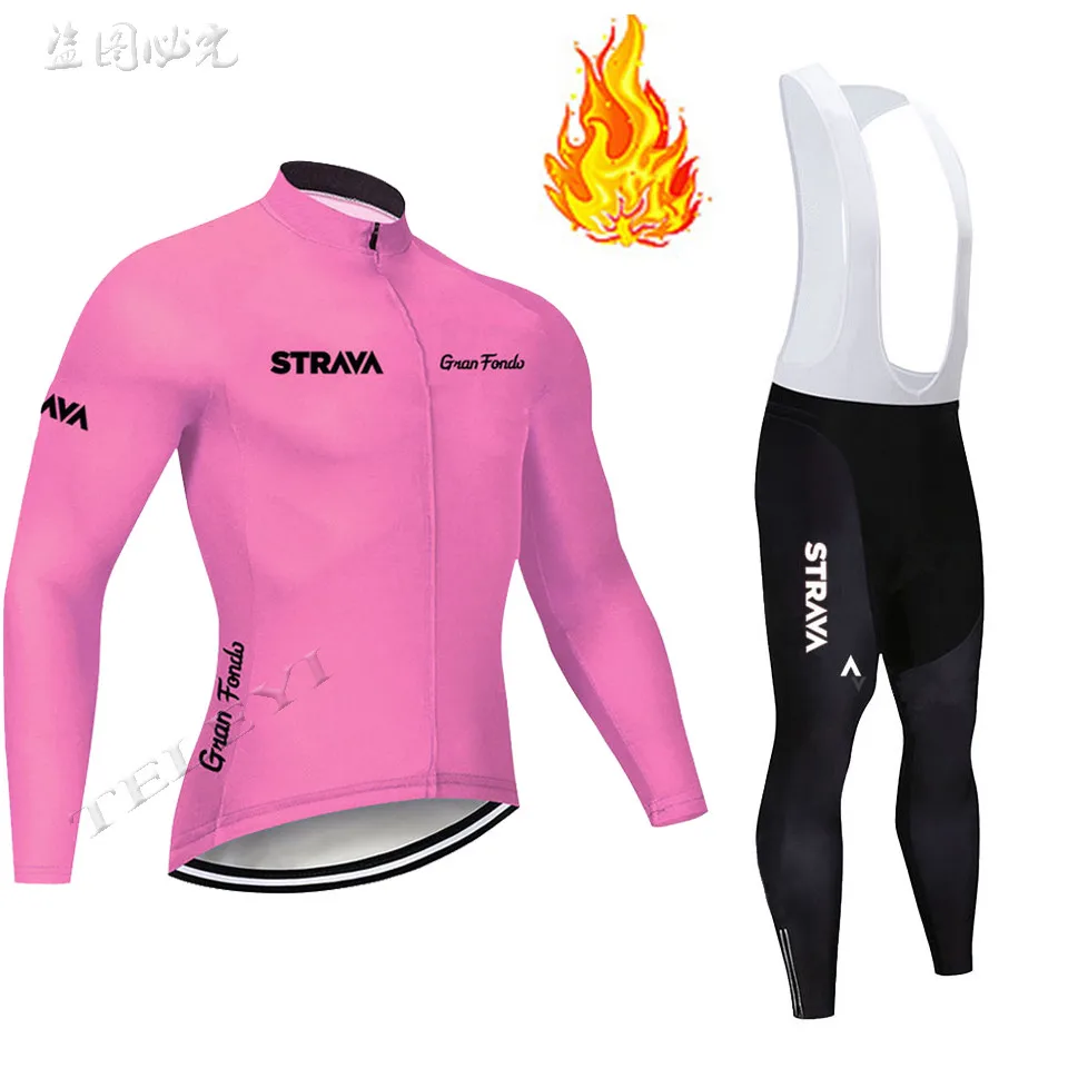 STRAVA зима термо флис Велоспорт Джерси Ropa Ciclismo Mtb с длинным рукавом Одежда для велосипеда Maillot Biciclet - Цвет: 17