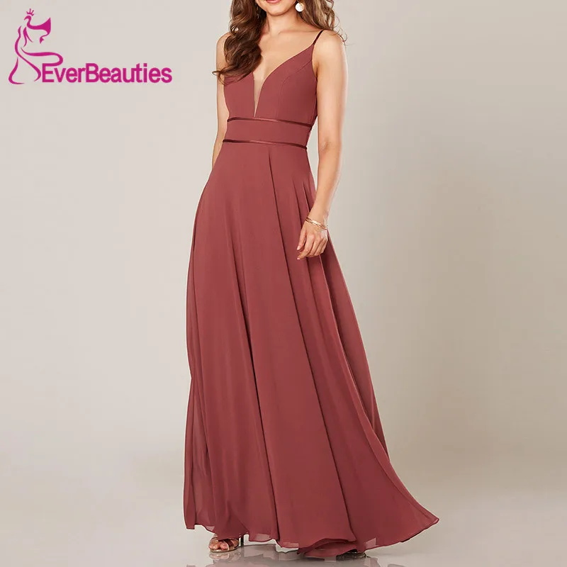 

Chiffon V-Neck Wedding Party Dress Bridesmaid Dresses Long 2020 Vestito Da Festa Di Nozze Robe Femme