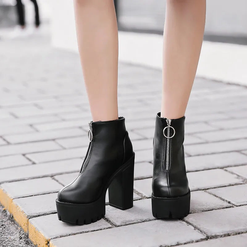 Женские ботильоны на платформе YMECHIC черные готические ботинки в стиле панк очень