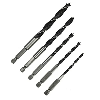 

5pcs 1/4 4/5/6/8 10mm Hexagonal Handle Three Pointed Woodworki Drill bits Bit Set Woodworking Hole Reaming Power Tool