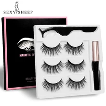 Новые магнитные ресницы& магнитные подводки& Пинцет Набор 3 пары 5 магнитов водостойкие ресницы подводка для глаз 3D полные ресницы