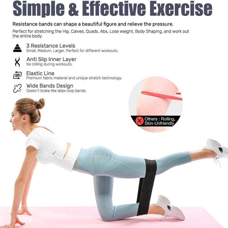 élastique Training Hanches Bandes De Résistance Hanches - Lot De 3 Niveaux - Antidérapantes - Fitness, Yoga, Pilates Accessoire Training Jambes