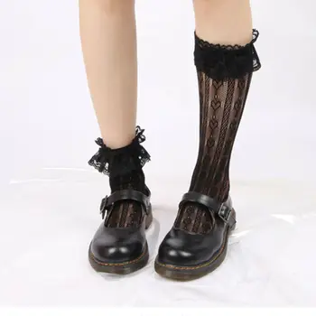 

Women New Baby Girls Stockings Solid Lace Flowers Knee Length Socks 2 Colors Newborn Baby Girls Stockings