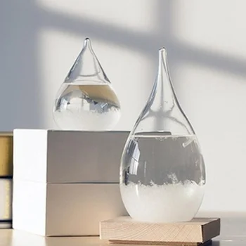 

Decoration Crafts Glass 11.5*11.5*2.4cm L Wood Wooden Base Barometer Shelf Storm Bottle Bracket Convenient