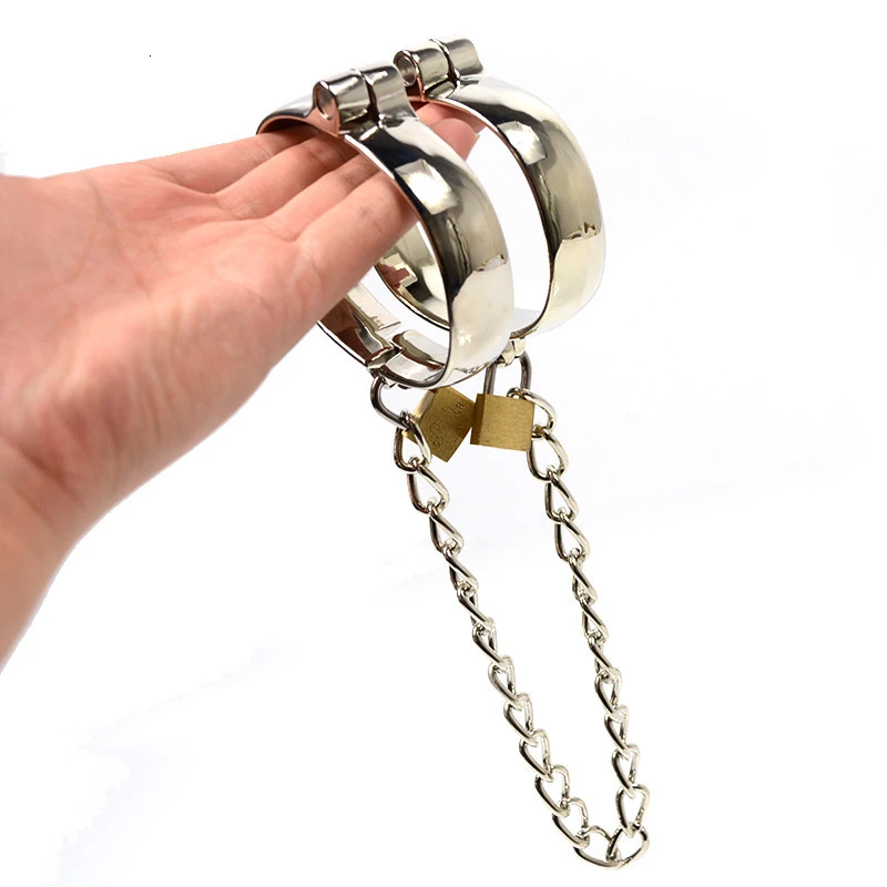 1 Pair Stainless Steel Female Male Handcuff Metal Ankle Cuffs Wrist Cuff For Couple bdsm Bondage Restraints Adult Game Sex Toys7