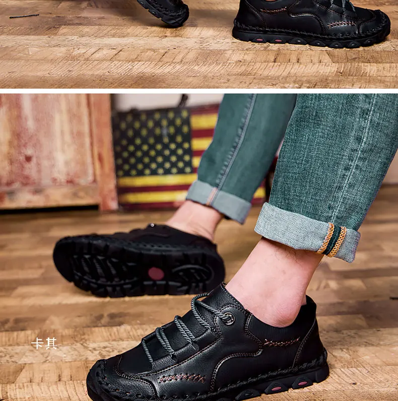 Mazefeng/ г. Новая Модная стильная кожаная Весенняя повседневная обувь мужские винтажные Лоферы ручной работы на плоской подошве,, Мокасины, большие размеры 38-48