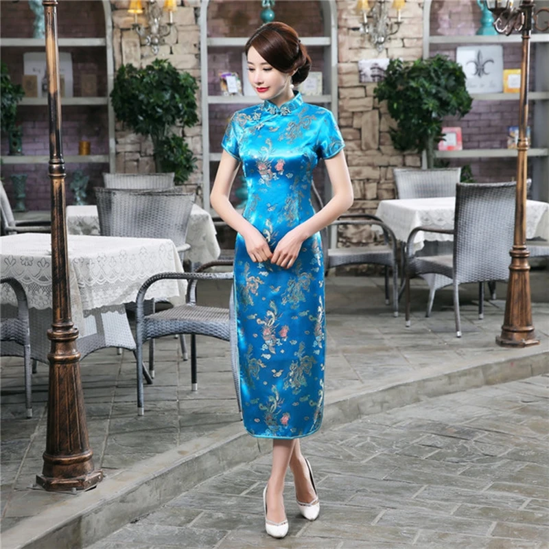 Китайское традиционное платье cheongsam женский подиум длинный cheongsam размера плюс среднего возраста и пожилых людей тонкий моды cheongsam юбка - Цвет: style 9