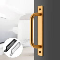 Wooden Door Balcony Sliding Barn Door Handle Aluminum Alloy Free Perforated Cabinet Decoration Beautiful Sliding Door Handle
