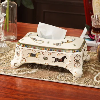 

Bathroom Ceramic Luxury Tissue Box Desktop Organizer Holder For Office Home Living Room Storage Box Paper Rack Free Shipping