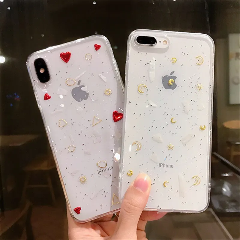 Модный Блестящий силиконовый чехол с сердечками для iPhone 12 Pro Max Mini X XR XS 6s 6 Plus 8 7