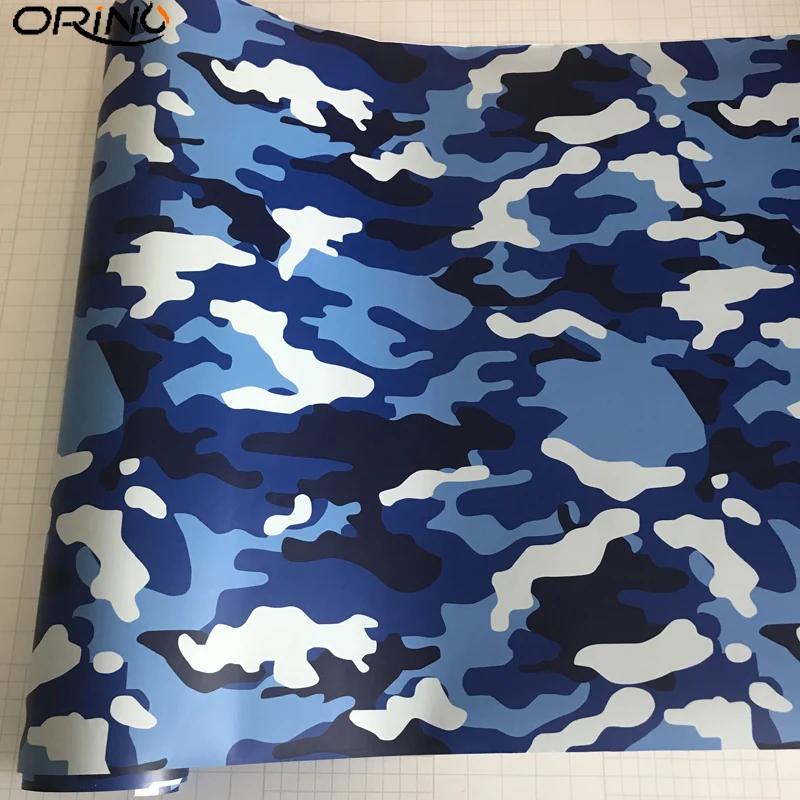 White Blue Camouflage Vinyl Film Sticker-7