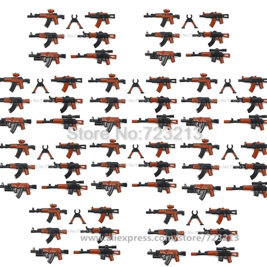 En gros 10 sac arme fusil ensemble militaire AK-47 M16 G36 pièces accessoires SWAT modèle PUBG blocs de construction briques Kits jouets (lot de 10)