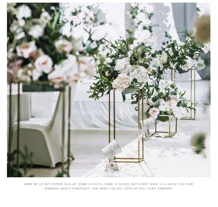 Кованое железо Геометрическая прямоугольная рамка свадебный стол центральный дорожный свинец Искусственные цветы Фон Стенд украшение