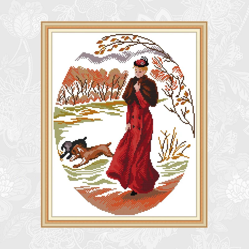 Набор для вышивки крестом Lady in red набор рукоделия 11ct 14ct | Дом и сад