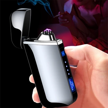 

LED Power Display USB Charging Pulse Lighter Hot Sale Double Arc Cigar Plasma Lighter Windproof Electronic Cigarette Lighters