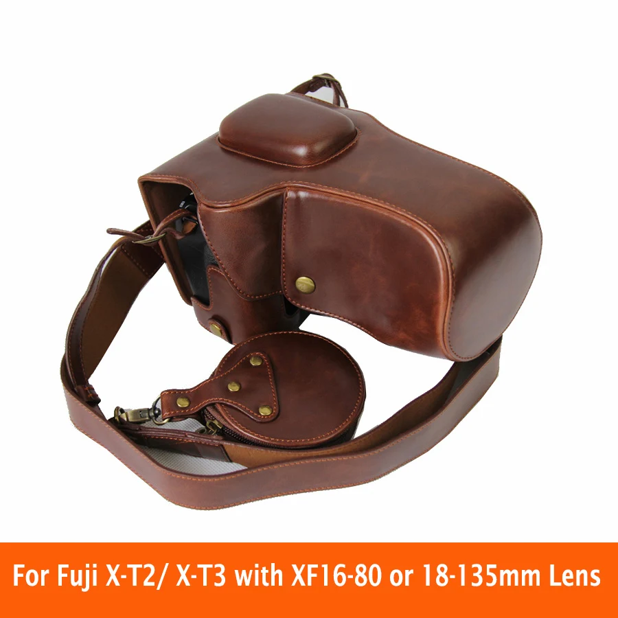 Portatile Dell'Unità Di Elaborazione Di Caso Di Cuoio Sacchetto Della Macchina Fotografica Per Fuji Fufifilm Xt2 X-T2 Xt3 X-T3 18-135Mm 16-80 Millimet
