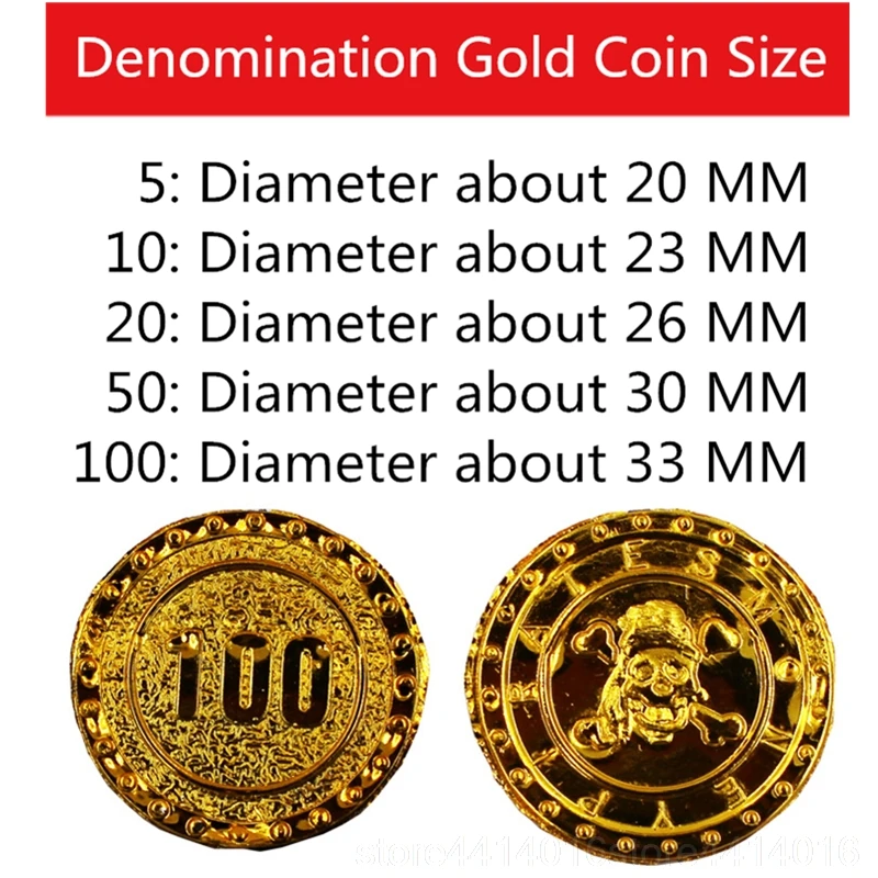 100 шт. пиратские золотые монеты пластиковые игровые драгоценные камни
