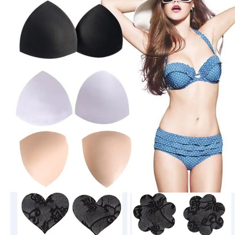 

2pc Women Intimates Accessories Sponge Swimsuit Breast Push Up lace Bra Padding Chest Enhancers Bra Foam Insert Bikini Chest pad
