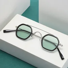 Punk Sunglasses Male Double Beam European and American INS Wind Small Round Frame Sunglasses Female Trendy Sunglasses