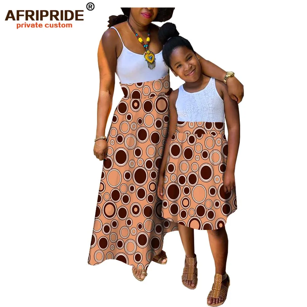 Afripride anakra/хлопковая юбка с принтом в африканском стиле семейная одежда юбка для взрослых с высокой талией и длиной до лодыжки+ Юбка До Колена Для Девочек A19F005