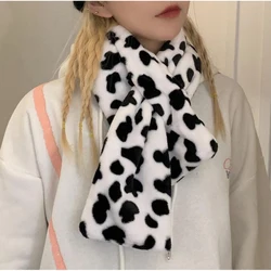 Women Decoration Winter Cow Pattern Scarf Warm Collar Neckerchief Scarf