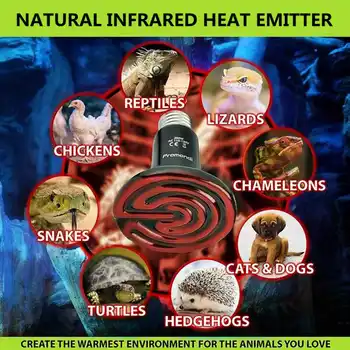 

New 50-200W Ceramic Infrared Light Heating Lamp Emitter Reptiles Brooder Incubator Poultry Terrarium Temperature Control Tools B