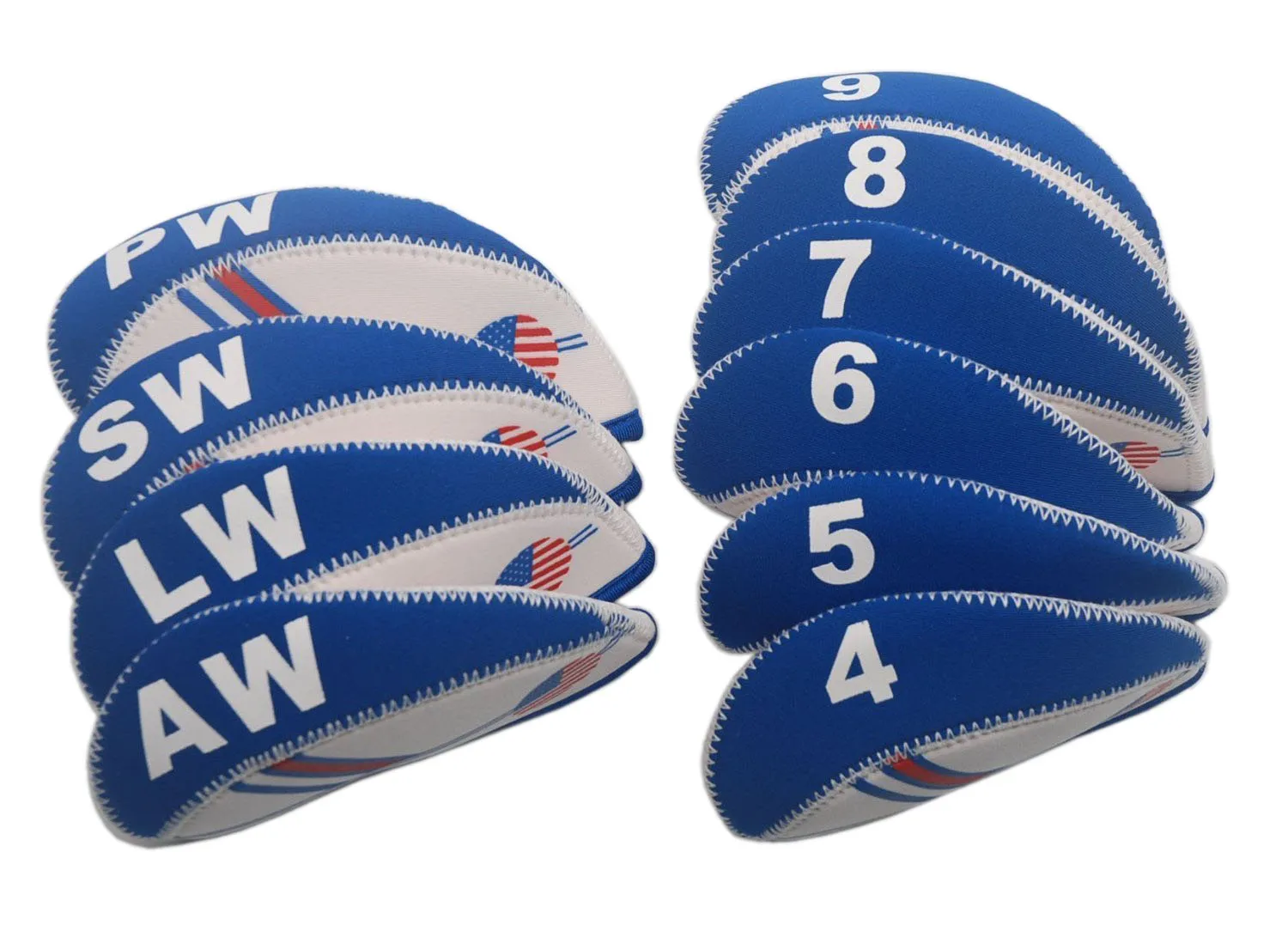 

Golf Iron Head Cover 10pcs USA Flag Golf Headcover Club Protect Set Neoprene