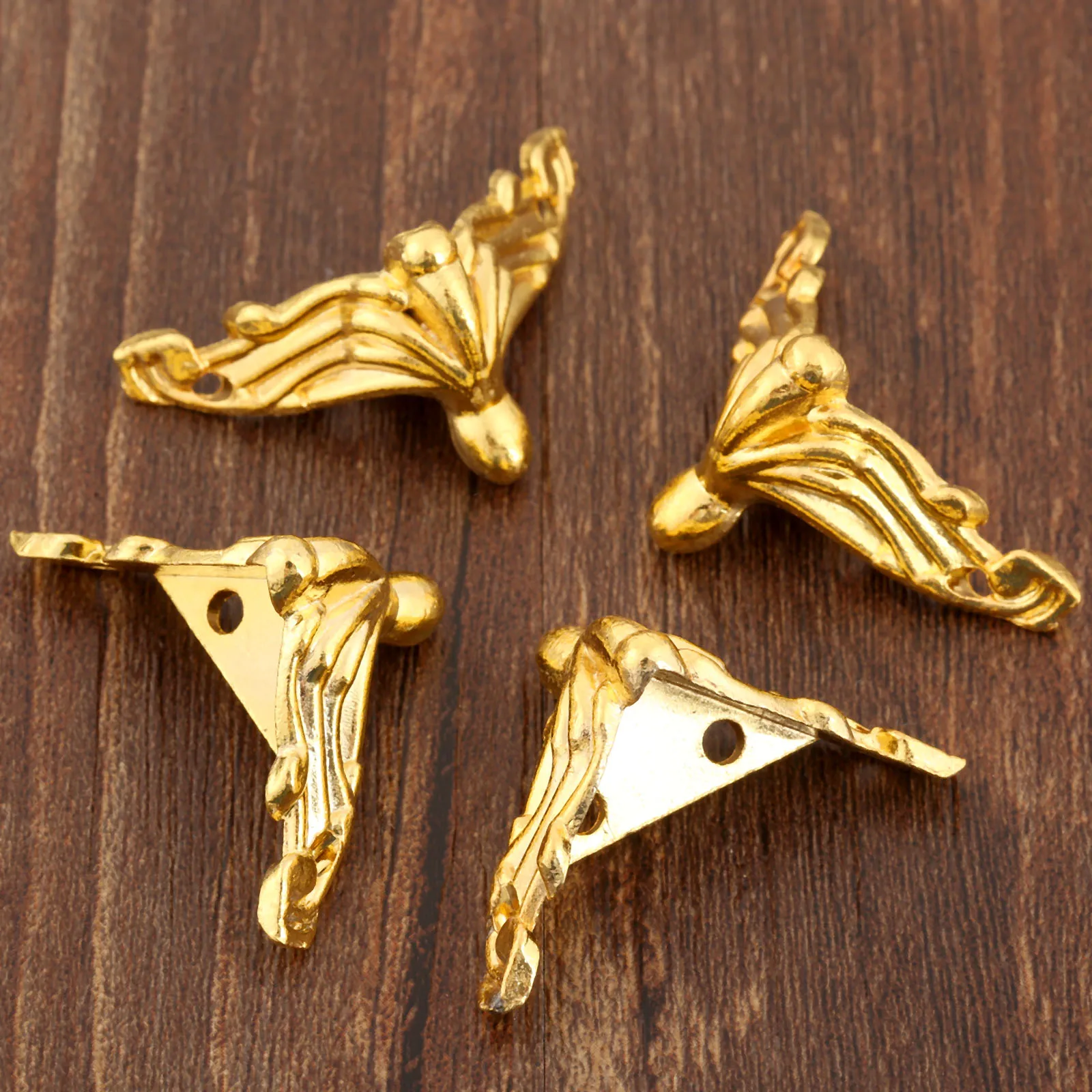 Decorative Protectors Golden Iron Corners Antique Bronze Brackets Red Copper Brass Feet Desk Jewelry Box Foot 26mm * 19mm 4pcs/lot