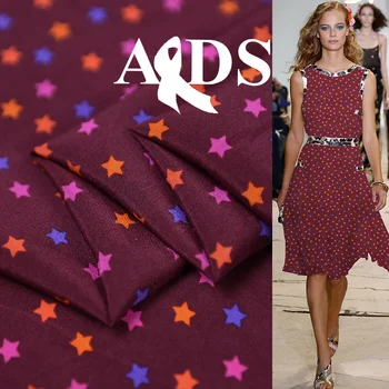 

Fashion stars print pure silk crepe de chine silk fabric 18momme 140cm width,SCDC1118